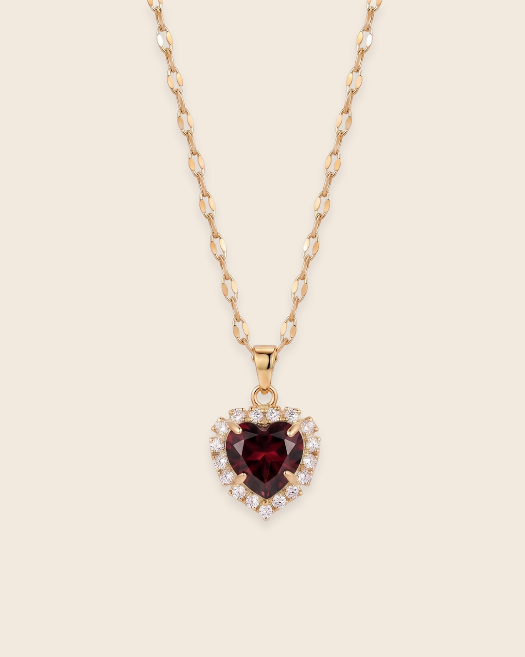 Amour Birthstone Necklace - January Garnet