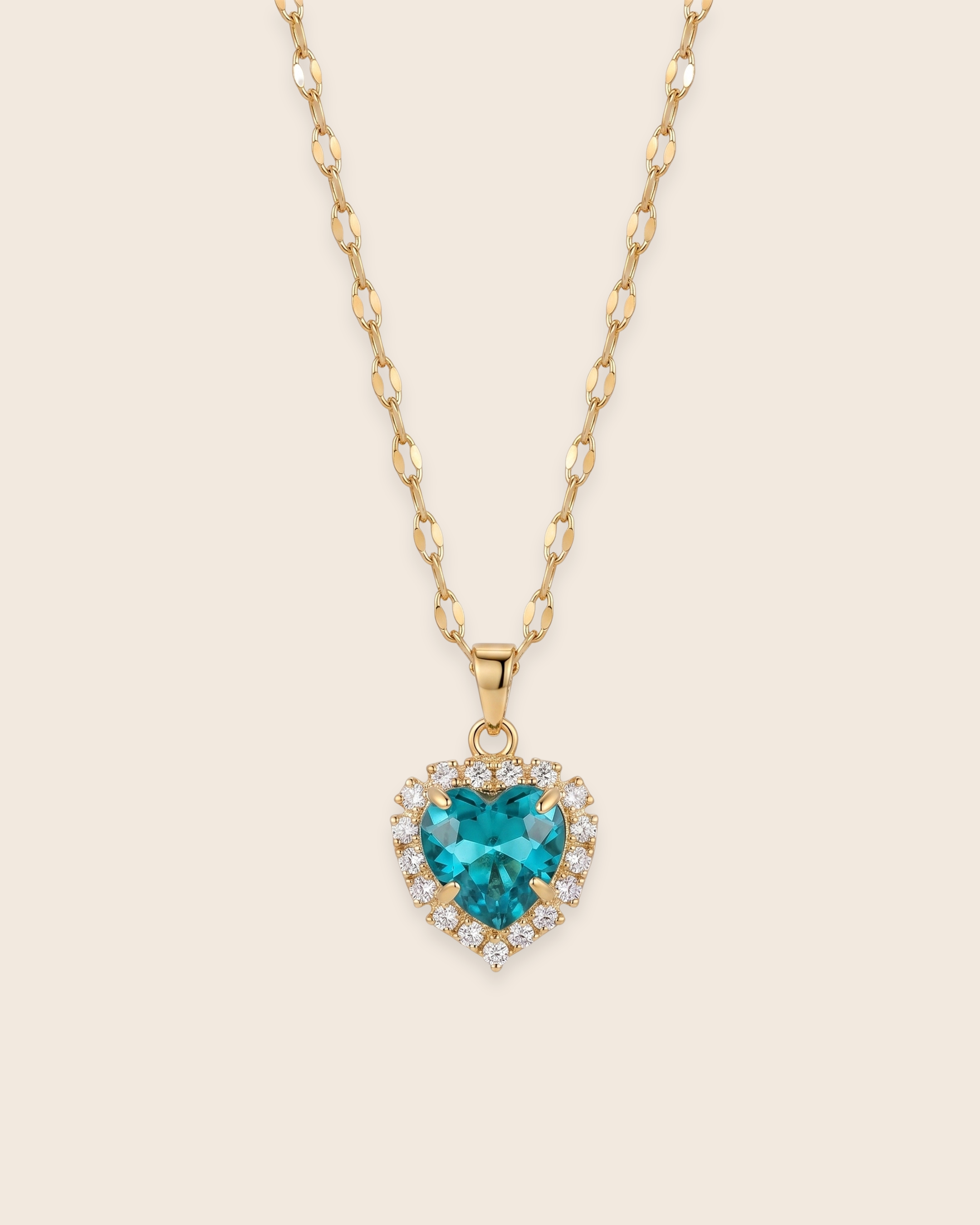 Amour Birthstone Necklace - March Aquamarine