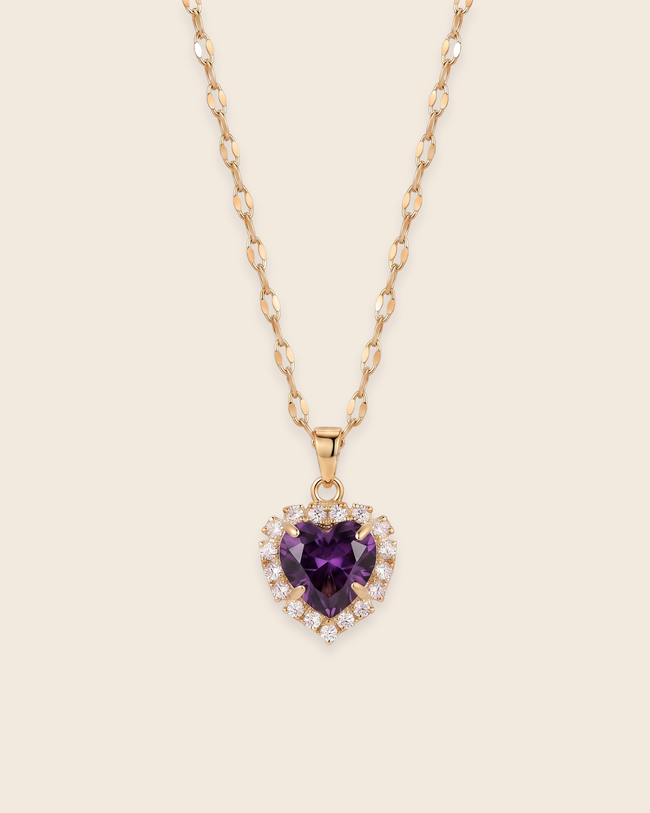 Amour Birthstone Necklace - February Amethyst